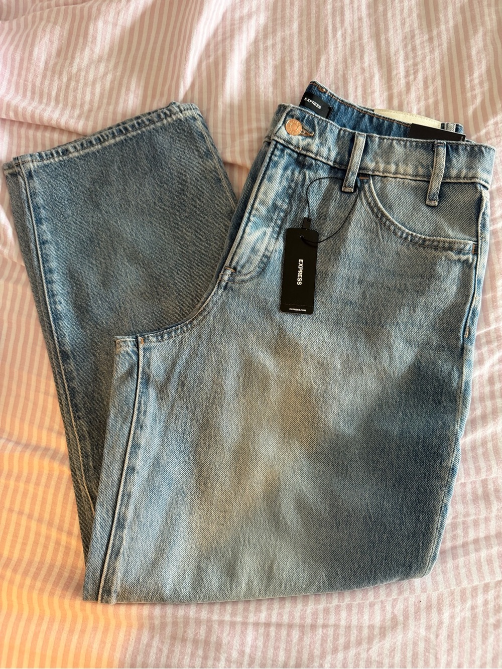 Express Men's Light Blue Straight Leg Jeans